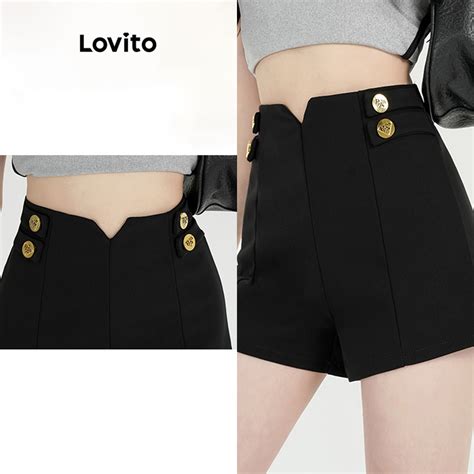 Lovito Shorts Casuais De O Liso Para Mulheres Lna Shopee Brasil