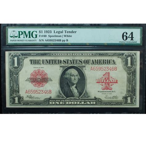 Buy 1923 1 Legal Tender Red Seal Fr 40 PMG 64 Choice Uncirculated