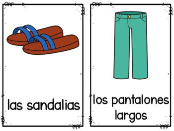 Clothes In Spanish Flashcards La Ropa By Mrs Cabello Spanish Class