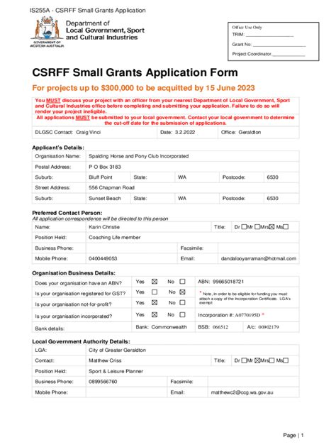 Fillable Online Application Form For Community Small Grants Fax Email