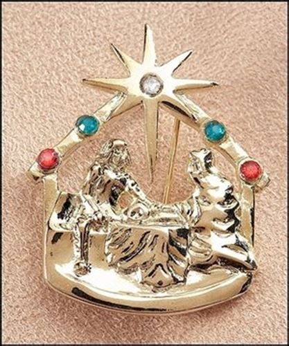 Nativity Lapel Pin With Gemstones Catholic Shop
