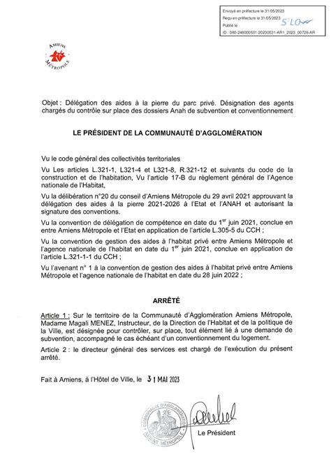 Calaméo AR1 2023 00726 Arrêté De Délégation Des Aides à La Pierre Du