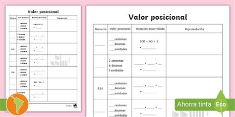 Actividad Valor Posicional Teacher Made