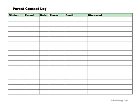 Parent Teacher Contact Log Pdf