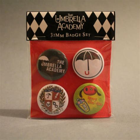 The Umbrella Academy By Gerard Way Badge Set Of 4x 32mm Metal Pin Back Badges Ebay