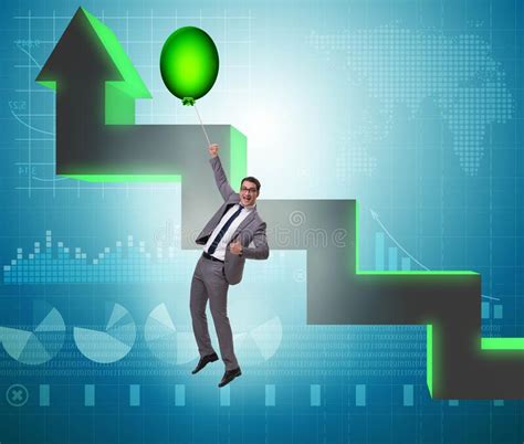 Businessman Flying On Hot Balloon Over Graph Stock Image Image Of Economy Creative
