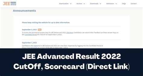 Jee Advanced Result Direct Link Cut Off Scorecard Jeeadv Ac In