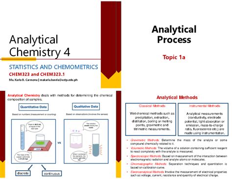 Topic 1a Analytical Chemistry 4 Statistics And Chemometrics Chem323