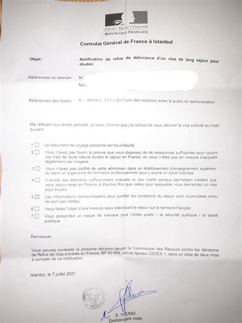 Refus De Visa Tudiant Pour Motifs Consulat G N Ral De France