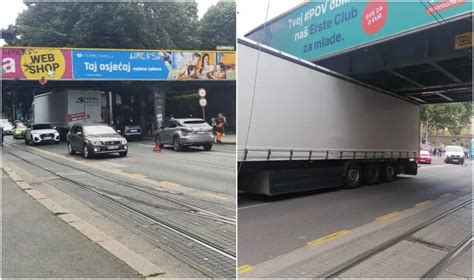 Prometni Kaos U Zagrebu Kamion Zapeo Za Nadvo Njak I Po Upao Vodove