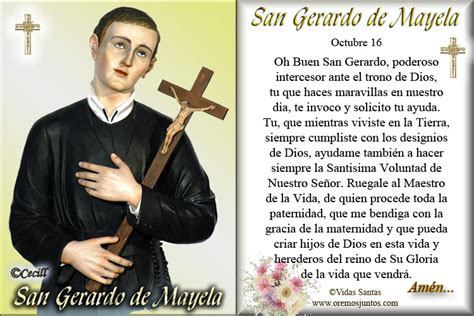 Santoral Católico ESTAMPA CON ORACIÓN A SAN GERARDO DE MAYELA