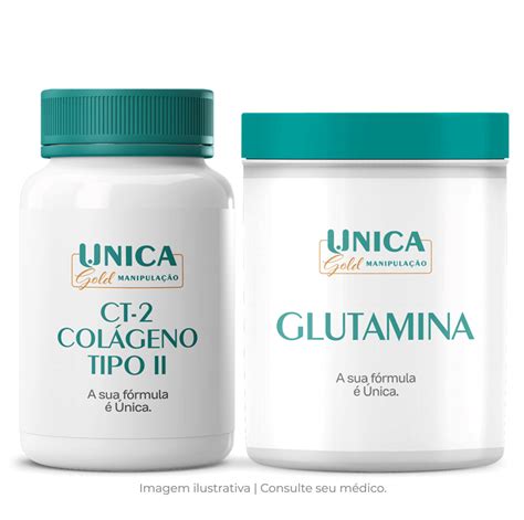 CT 2 Colágeno Tipo 2 II 40mg 30 Cápsulas Glutamina 200g