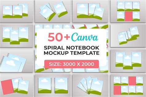 Spiral Notebook Canva Mockup Templates Graphic By Waliullah Solutions