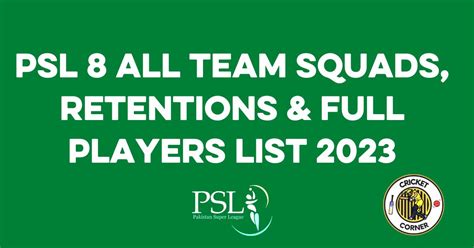 Psl 8 All Team Squads Retentions And Full Players List 2023