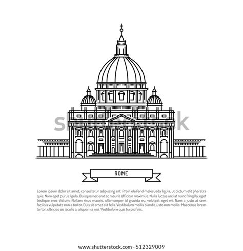 World Famous St Peter Basilica Greatest Stock Vector Royalty Free