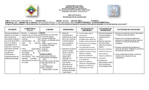 Plan De Asignatura Decimo