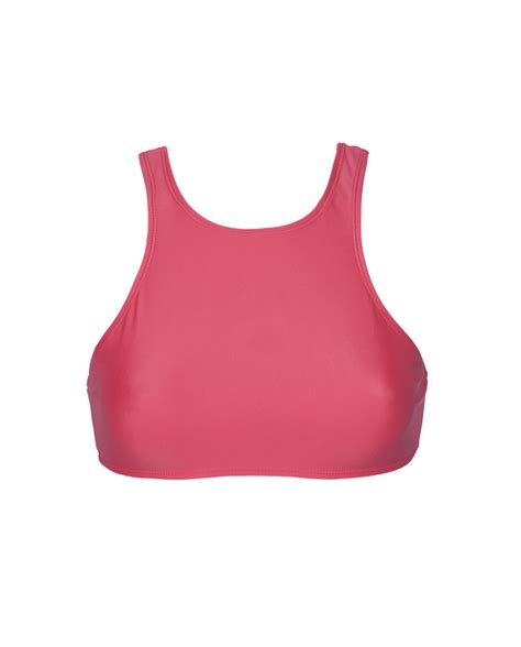 Sutiã De Biquíni Rosa Escuro Crop Top Decote Nadador Soutien Sporty