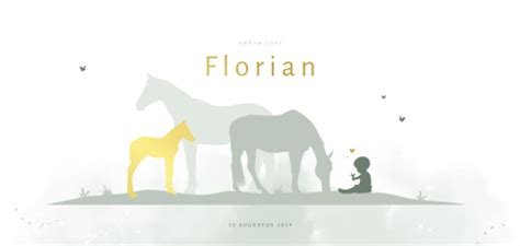 Nude Silhouet Geboortekaartje Jongen En Paard Onder Boom In Foliedruk