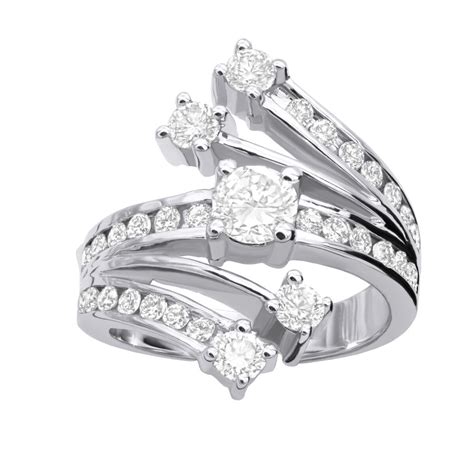 14k White Gold Diamond Right Hand Womens Ring 214ct 012168