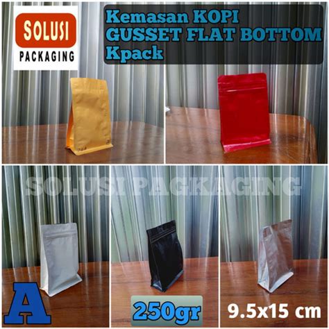 Jual Gusset Flat Bottom Gr Fb Kpack Kemasan Kopi Putih Hitam Merah