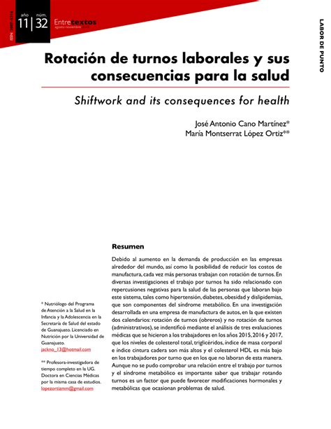 PDF Rotación de turnos laborales y sus consecuencias para la salud