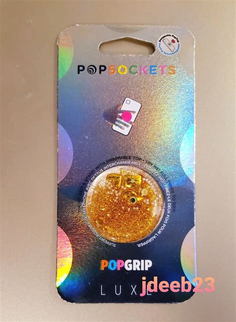 Popsockets Luxe Popgrip Phone Stand Tidepool Gold Glitter Good Luck