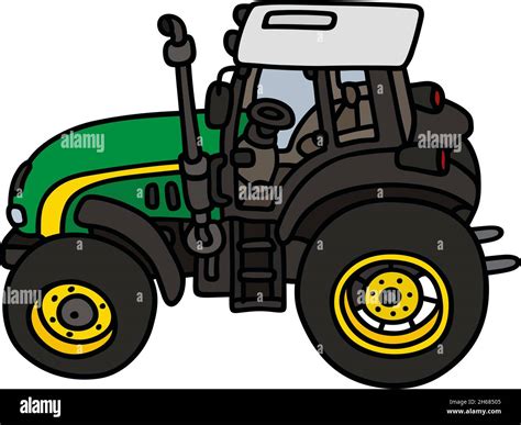 El Dibujo De Mano Vectorizado De Un Tractor Verde Imagen Vector De