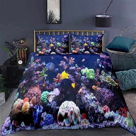 Housse De Couette Poisson De Mer En Microfibre Multicolore