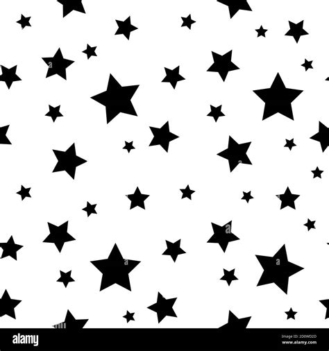 Star seamless pattern. Black stars on white retro background. Chaotic ...