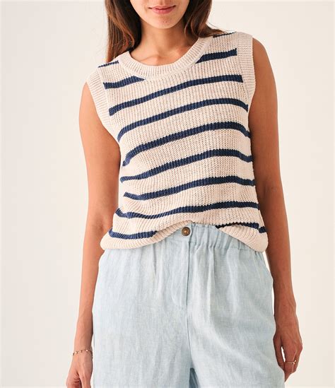 Faherty Miramar Knit Muscle Stripe Crew Neck Tank Dillards