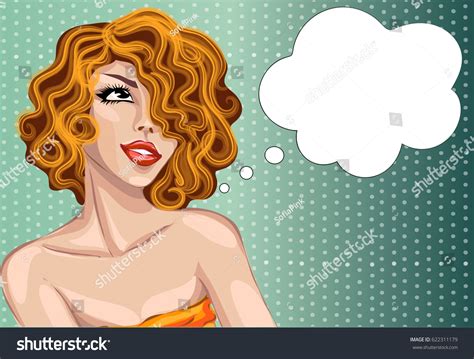 Pin Style Sexy Dreaming Woman Portrait Stock Vector Royalty Free