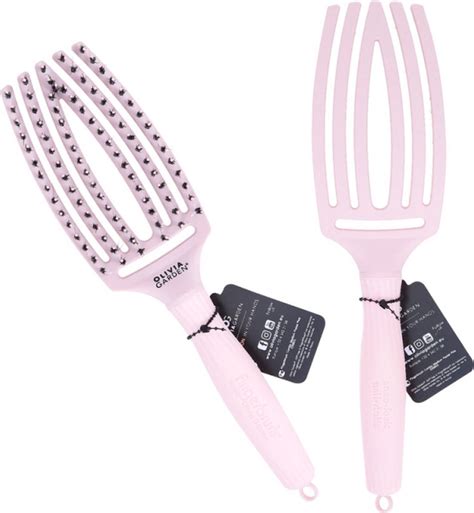 Olivia Garden Borstel Fingerbrush Pastel Pink Combo Medium Bol