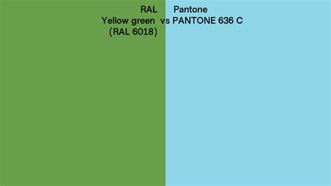 RAL Yellow Green RAL 6018 Vs Pantone 636 C Side By Side Comparison