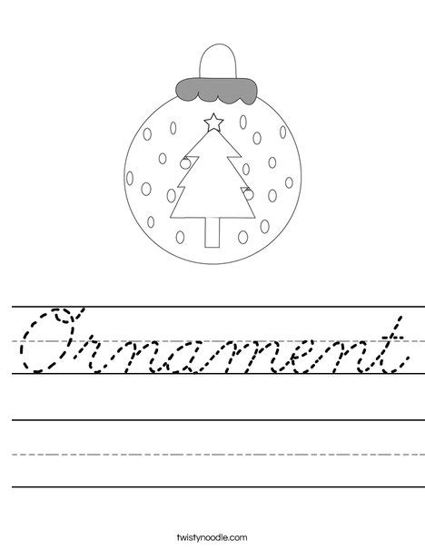 Ornament Worksheet Cursive Twisty Noodle