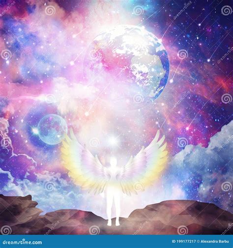 Spiritual Guidance Angel Of Light And Love Doing A Miracle Over Earth