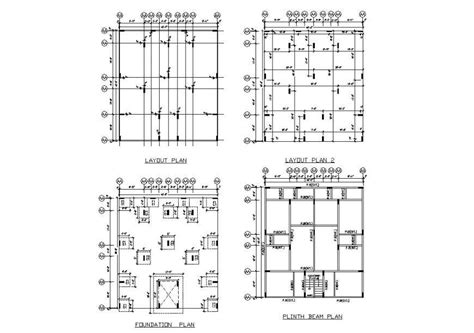 Foundation To Plinth Beam Plan Autocad File Cadbull