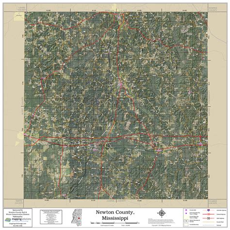 Newton County Mississippi 2024 Aerial Wall Map | Mapping Solutions