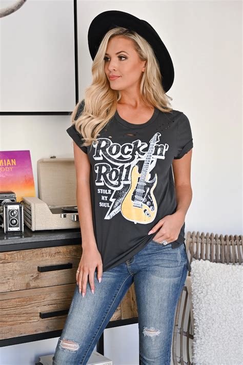 Rock N Roll Stole My Soul Graphic Tee Black Closet Candy Boutique