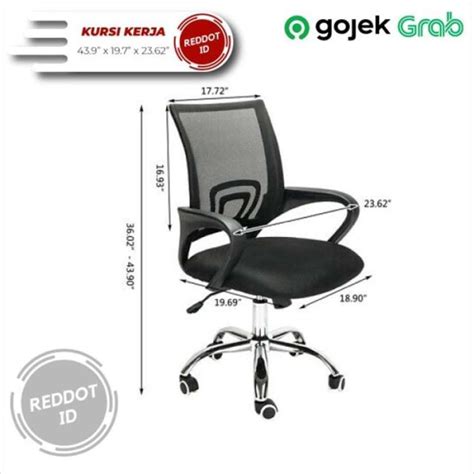 Promo Kursi Kerja Staff Kantor Reddot Model Jaring Dan Kaki Stainless