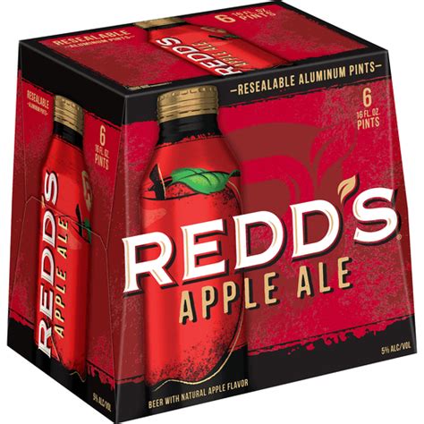 Redds Apple Ale Beer 6 Pack 16 Fl Oz Aluminum Bottles 5 Abv