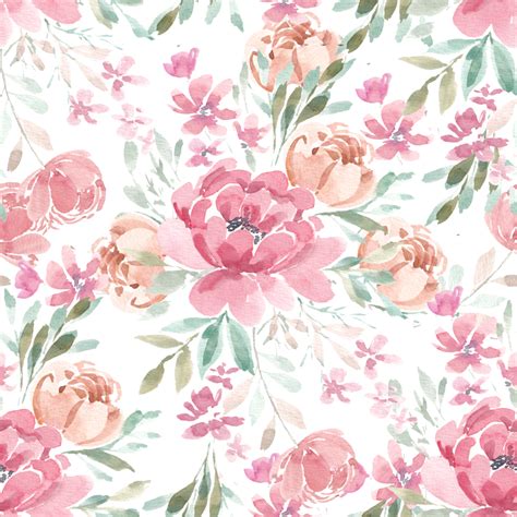 Red Peony Watercolor Flower Seamless Pattern 24584241 Png