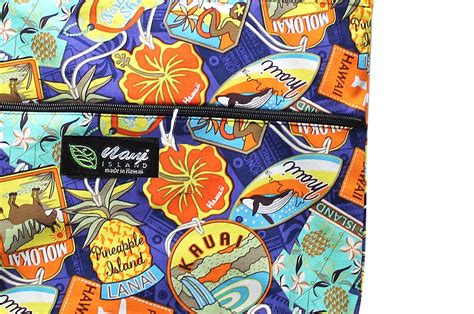 Tote Bag Zipper L Aloha Tag Navy Hawaii Fabric Mart