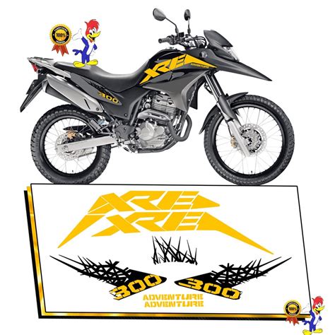 Kit Jogo Faixas Adesivos Emblemas Tanque Rabeta XRE 300 2009 A 2018