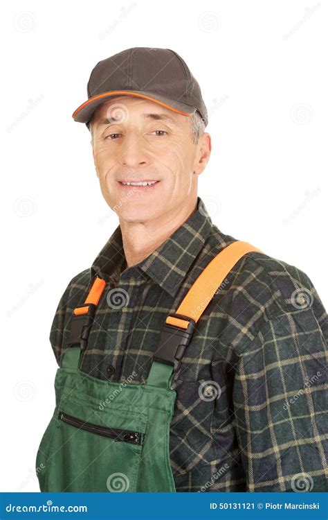 Mature Gardener Standing In Uniform Stock Image Image Of Caucasian