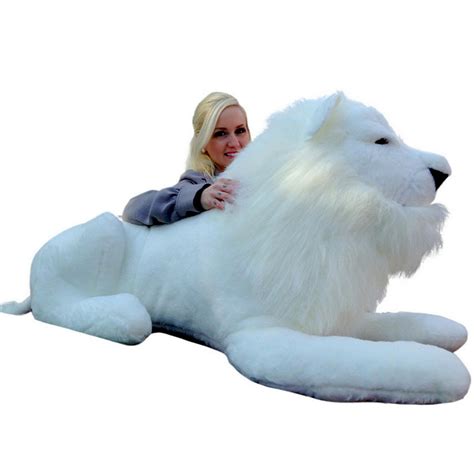 American Made Giant Stuffed White Lion 48 Inches Soft Made in USA ...