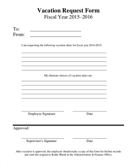 FREE 8 Sample Vacation Request Forms In PDF MS Word