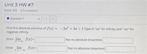 Solved Find The Absolute Extrema Of F X X X Type In Chegg