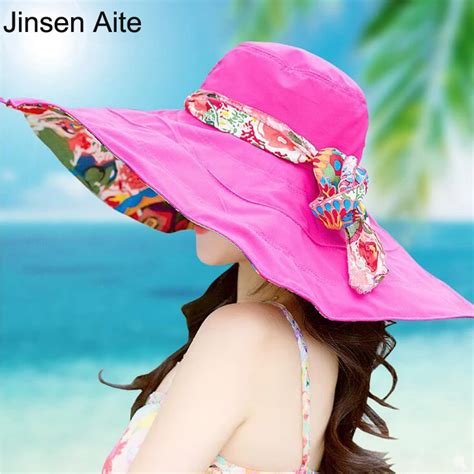 New Fashion Bohemian Style Design Flower Foldable Brimmed Sun Hat Summer Hats For Women Large