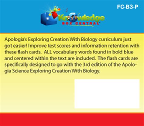 Apologia Exploring Creation With Biology 3rd Edition Vocabulary Flash