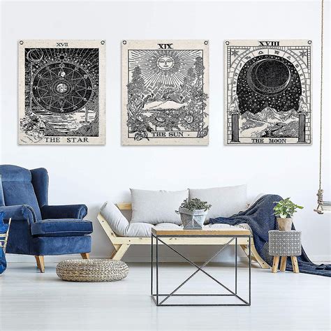 3 Pieces Tarot Card Tapestries The Sun The Moon The Star Tapestries Medieval Europe Divination